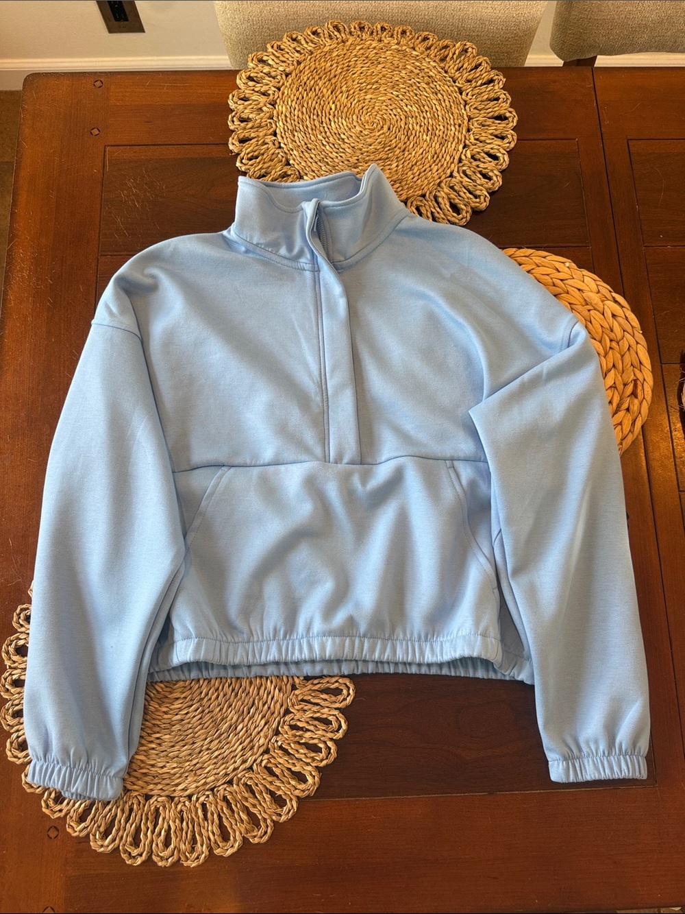 90 Degree By Reflex Light Blue Quarter-Zip Pullover Turtleneck